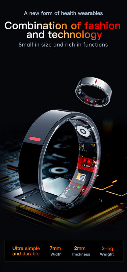 HP58Smart Ring ,Exquisite stainless steel,Heart Rate Monitoring, Blood Oxygen Monitoring, Blood Pressure Monitoring, Step Counting, Exercise, Remote Care