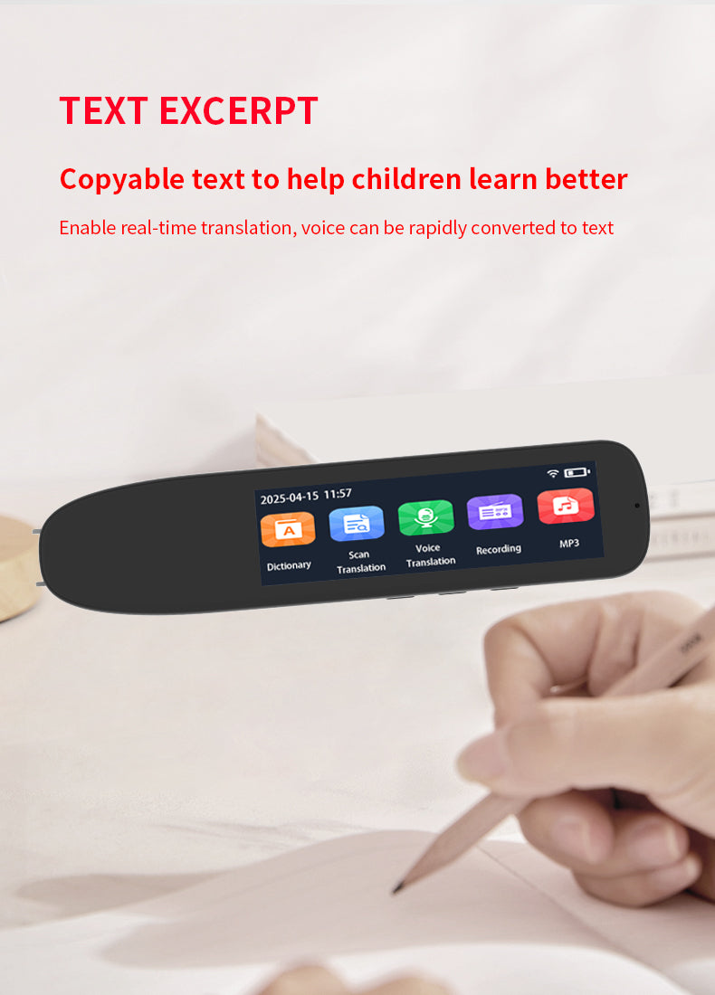 HP33 Smart products Watches, bracelets, rings, translation pens The multi-functional multi-language translation pen supports scanning voice to quickly and accurately recognize text, offline translation,