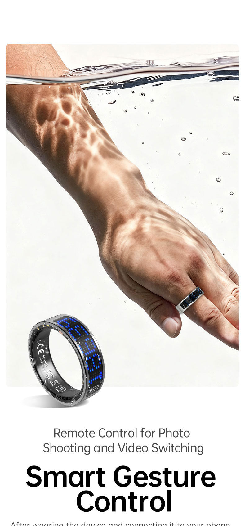 HP52 Smart Ring ,Exquisite stainless steel,Heart Rate Monitoring, Blood Oxygen Monitoring, Blood Pressure Monitoring, Step Counting, Exercise, Remote Care