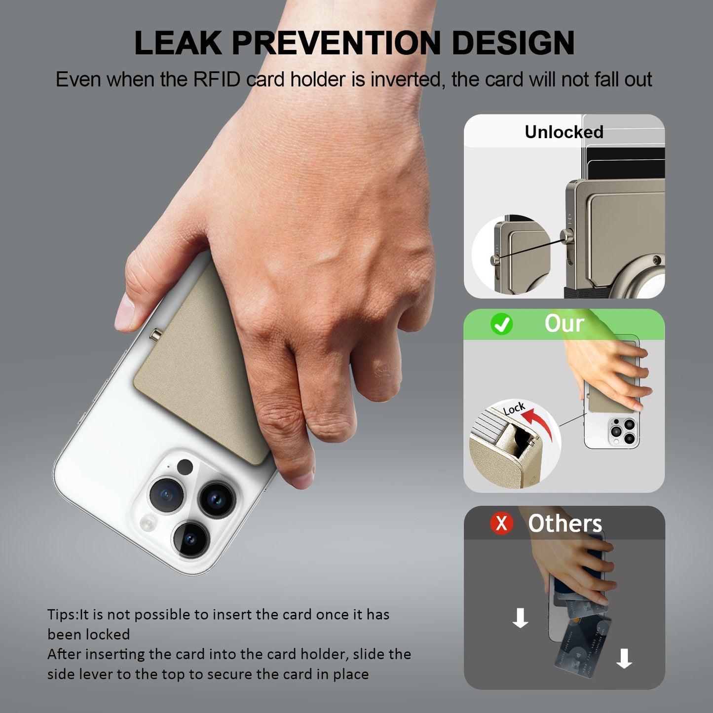 HP63 TOYFID All-Aluminum Pop Up Slide Rfid Slim Card Holder Wallet With Airtag Holder