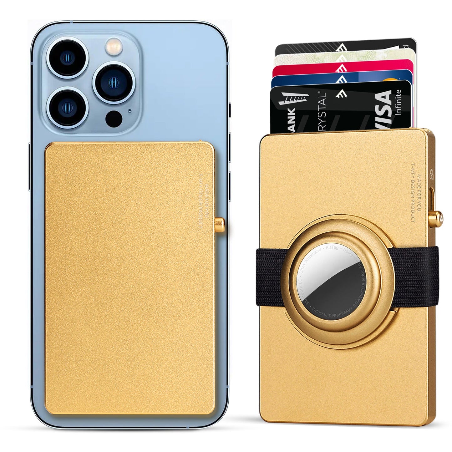 HP63 TOYFID All-Aluminum Pop Up Slide Rfid Slim Card Holder Wallet With Airtag Holder