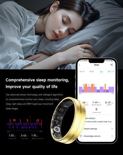 HP55 Smart Ring ,Exquisite stainless steel,Heart Rate Monitoring, Blood Oxygen Monitoring, Blood Pressure Monitoring, Step Counting, Exercise, Remote Care