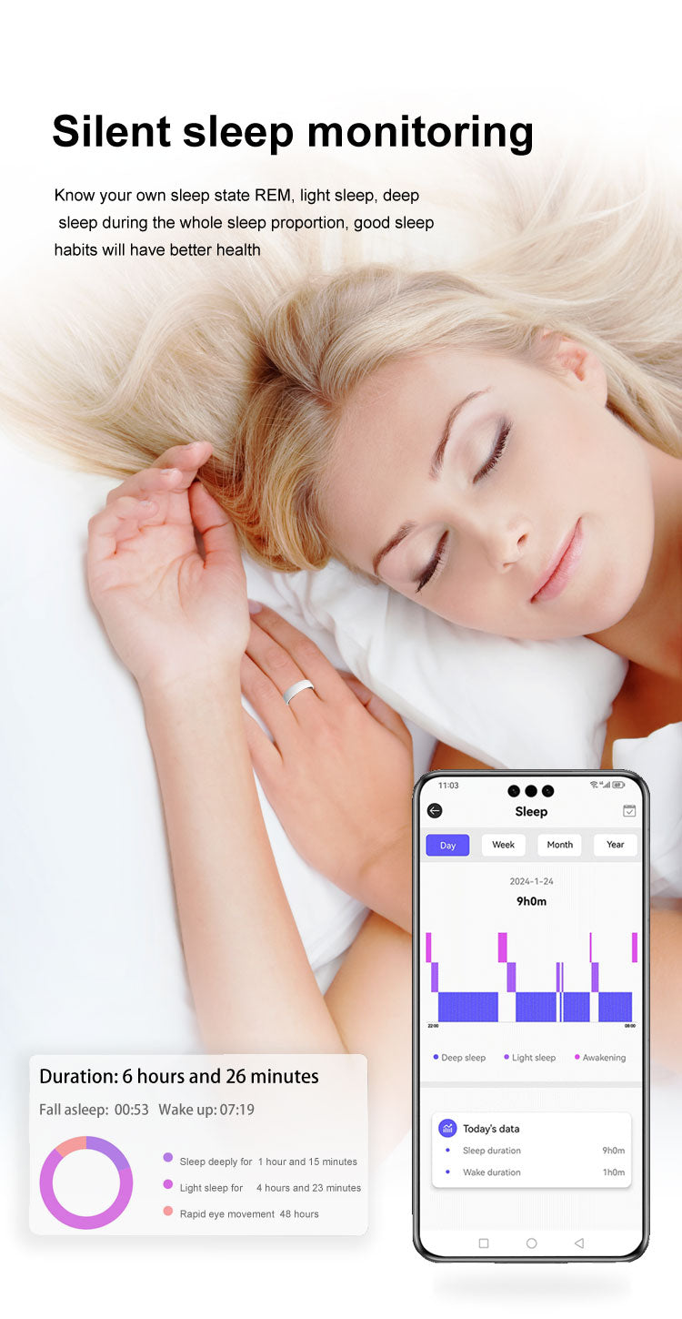 HP56 Smart Ring ,Exquisite stainless steel,Heart Rate Monitoring, Blood Oxygen Monitoring, Blood Pressure Monitoring, Step Counting, Exercise, Remote Care