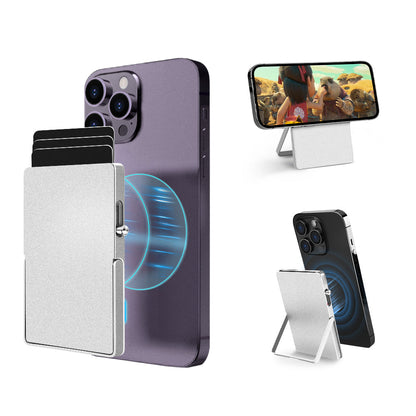 HP62 RFID Blocking Wallet Minimalist Slim Card Holder for Magsafe with Adjustable Stand, Metal Pop Up Magnetic Wallet  for Men TOYFID